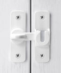 Heavy Duty Aluminum Gate Lock Plus Adjustable Barn Door Latch Featuring Smooth 90 To 180 Degree Swing For Real Deal Home Security Cabinet Catch And Tight Shed Hardware, white latch on wooden door.
