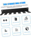 Badass Heavy Duty Wall Mount Garage Tool Shelf Solid Iron Storage Rack saves vertical space with sturdy hooks for tool storage.