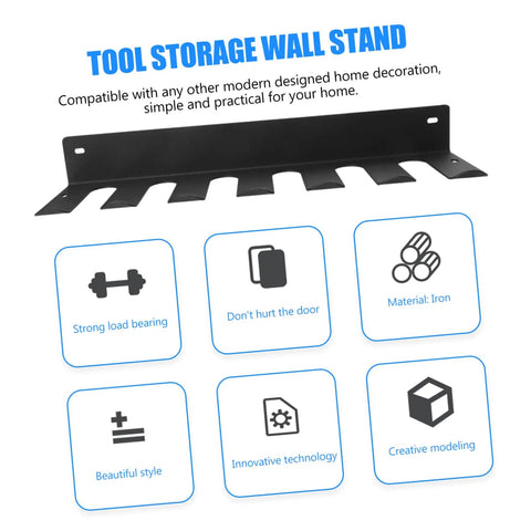 Badass Heavy Duty Wall Mount Garage Tool Shelf Solid Iron Storage Rack saves vertical space with sturdy hooks for tool storage.