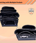 Pro Style Leather Tool Rig For Framers And Handymen With 2 Pouches And Hammer Holder Heavy Duty Construction Belt Black