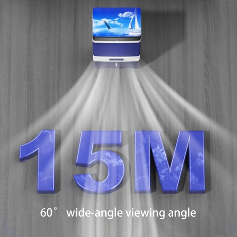 Portable Evaporative Air Cooler With Massive Water Tank And Eight Frozen Ice Packs Wide Angle Oscillating showing 15M airflow at 60° angle.
