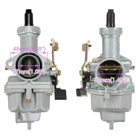 Beefed Up PZ27 Carburetor Kit Throttle Assembly Replacement For Predator 212cc engines front view with dimensions