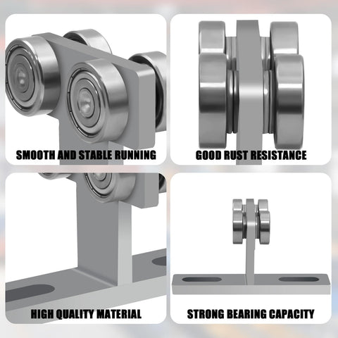 Upgraded 304 Stainless Steel Electric Hoist Trolley Roller For 1-5/8 Inch Wide Unistrut Channel, 4 Wheel Silent Trolley