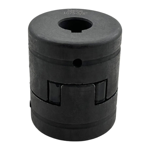 Five Eighths To Three Quarters L075 Flexible 3 Piece L Jaw Coupling Set With Rubber Spider For Log Wood Splitter And Multi Flex Couplings Includes Two Set Screws Per Half Durable Cast Iron HT250 Build, black 5/8in bore