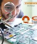 Technician using Pro Grade Desoldering Wick Braided Copper Solder Wick 10 Ft With Flux No Clean Soldering Wick for PCB repair