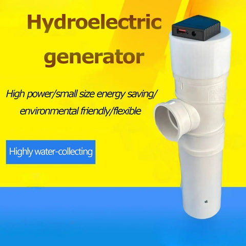Go Anywhere 50W Portable Hydroelectric Generator With Spiral Turbine and USB Fast Charge shown on PVC housing