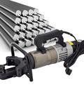 Cutoff 1200W Portable Electric Rebar Bender With Pure Copper Motor Handheld Steel Rod Bending Machine and steel rods.