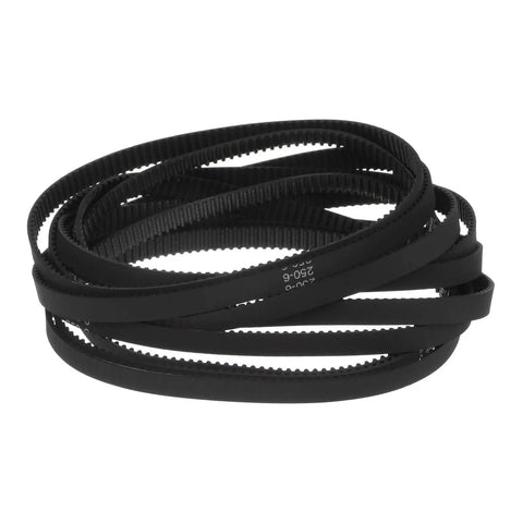 2GT Timing Belt 6mm Wide 250mm Pitch Closed Loop For 3D Printers 125 Teeth Built To Last Reinforced Rubber With Fiberglass For Beefy Strength And Smooth Quiet Performance coiled black belt