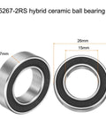 Two 15x26x7 mm hybrid ceramic deep groove ball bearings with Si3N4 balls, steel rings, double seals.