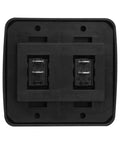 Heavy Duty 12V SPST On Off Toggle Switch With Bezel For RVs Campers Trailers Boats Power Your Lights Pumps Fans Vents And More UL CSA VDE Approved For Marine And Off Grid Use black bezel with two switch openings and copper terminals