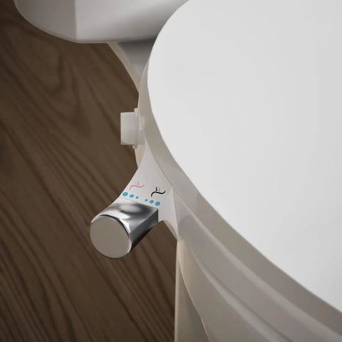 Elongated Manual Bidet Toilet Seat With Chrome Handle And Quiet Close Lid No Power Needed Easy Install With Quick Release Hinges
