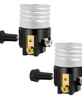 UL Listed E26 Lamp Socket Replacement With On Off Switch Knob, Beefy E26 And E27 Socket For Table And Floor Lamps, Easy Swap Lamp Repair Part, 2 Pack, Aluminum Interior, Supports Up To 250W 250V, two black sockets