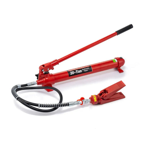 Heavy Duty 6-20 Ton Porta Power Hydraulic Jack Kit With Ram Pump Set, 20-ton jack with hose and lifting ram for auto repairs.