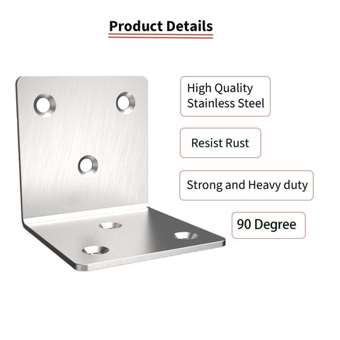 Black Metal Corner Bracket Right Angle L Shape Heavy Duty Shelf Support with four screw holes for strong wall mounting
