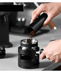 58mm WDT Needle Tool Coffee Distributor Complete Toolkit With Adjustable Dosing Ring And Premium Barista Leveler espresso prep with ground coffee.