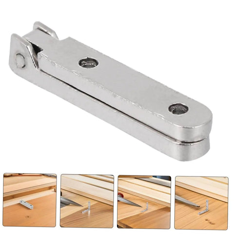 Zinc Alloy Miniature Jewelry Box Hinges 12 Pack 90 Degree Folding Chest Hinges shown installed and uninstalled in small cabinets.