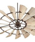 72 Inch Indoor Ceiling Fan With Solid Oiled Bronze Frame And Distressed Weathered Oak Blades Transitional Style view from above, showing blades and bronze mount.