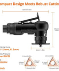 Air Powered Chamfer Tool Kit With Dual Blade System R And C Blades, 30000 RPM Deburring Machine side view with dimensions