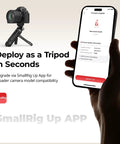 Multifunction Wireless Shooting Grip With Adjustable Selfie Stick And Integrated Remote, shown with app for tripod setup