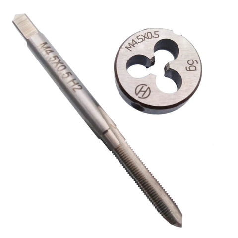 M4.5 X 0.5mm Tap And Die Set For Metric Threads Right Hand High Speed Steel With 62mm Tap Length And 20mm Die OD 5mm Die Height Ideal For DIY Projects Metalworking And Quick Repairs