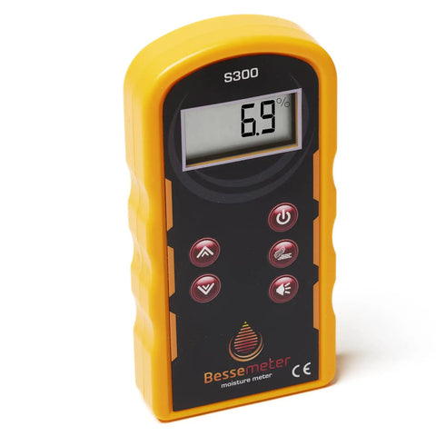 Pinless Wood Moisture Meter S300 With Shallow Scan, 0.25 Inch Readings, Pro Grade Accuracy, handheld yellow meter, digital display