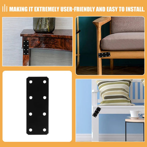 12 Piece Thickened Flat Iron Brackets Black Heavy Duty Corner Braces For Wood Frame Repair And Furniture Assembly Durable Steel Plates