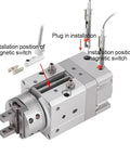 Professional Grade Heavy Duty Rotary Actuator Pneumatic Gripper Angle Finger Cylinder with magnetic switch installation details.