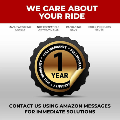 Seal displaying 1-year full warranty for Pair Of 27.5 Inch Bike Inner Tubes Compatible With 27.5 X 2.1 To 2.35 Tires 48mm Schrader Valve Pack