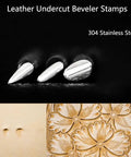 Leather Beveling Set Pro Grade Three Piece Undercut Bevelers In Stainless Steel For DIY Leather Crafting with floral design