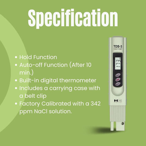Handheld TDS Meter With Carrying Case For Quick Water Quality Checks On The Go, 0 To 9990 PPM Range, 1 PPM Resolution, Accurate Within Two Percent, Auto Off After Ten Minutes, Ideal For Pros In The Field