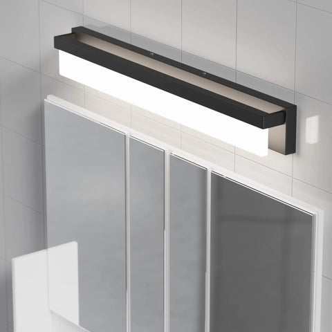 32.3 Inch Modern Rectangle Black Matte LED Vanity Light Over Mirror Bar 4000K Daylight Wall Sconce For Bathroom