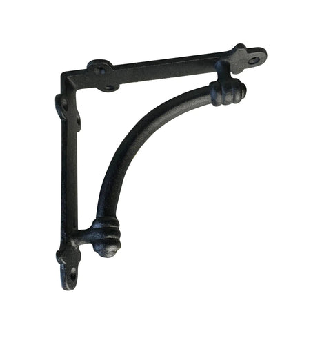 Heavy Duty Black Cast Iron Shelf Brackets Set Of Four, 5.5 X 1.2 X 5.5 Inches, half round style bracket close-up