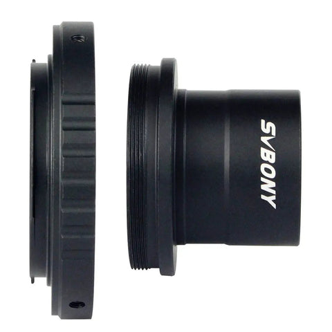Side view of Telescope Photo Adapter Kit With T Adapter And T2 Ring For 1.25 Inch Mount Compatible With Nikon DSLRs Digiscoping.