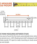 Diagram of Built Tough Heavy Duty Floating Tool Shelf And Organizer 2 Pack Wall Mounted Garage Storage Rack with dimensions.