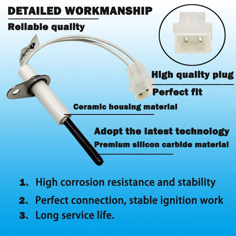 Plug And Play Hot Surface Furnace Ignitor 201657-03S Replacement with ceramic housing and silicone carbide material
