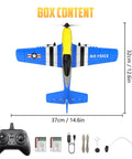 P-51D Mustang 3 Channel RC Plane With Ready To Fly Setup, 2.4GHz Remote Control, 6-Axis Gyro Stabilizer, box contents shown