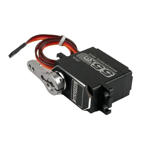 Hella Tough High Torque Digital Servo Featuring A Brushless Motor And Solid Metal Gears For IP67 Waterproof Durability And Sick RC Performance, side view with connector.