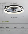Ceiling Fan With Light 20 Inch Black Flush Mount Low Profile With 6 Speeds Dimmable LED Light Timing Reversible Wind And Memory Function Smart Fan For Bedroom Living Room Kids Room