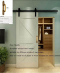 European Style Barn Door Handle Antique Metal Pull for sliding doors on white barn door with wardrobe in background