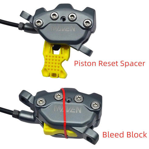 Bike Brake Bleed Kit For SRAM DB4 DB6 DB8 Maven Motive Series showing piston reset spacer and bleed block.