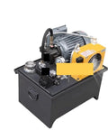Workhorse Compact Hydraulic Power Unit And Oil Pump Station With 5.5kw Motor 220V Electric Plug And Play 2 Way Valve visible on equipment.