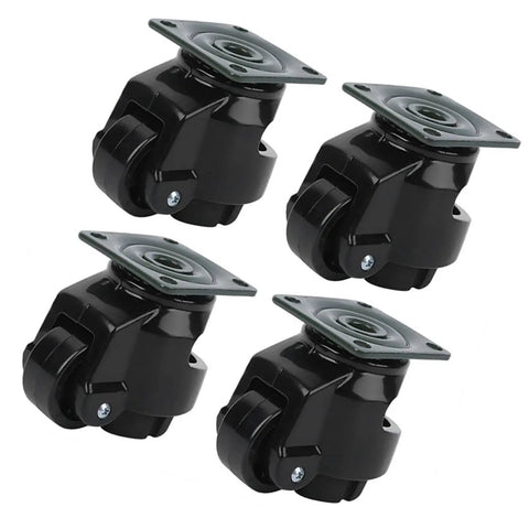 Heavy Duty Level-Adjust Caster Wheels Set, 4 Pack Nylon Swivel Casters For Moving Tables And Heavy Equipment, 360 Degree Rotation
