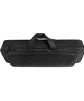 Durable Fishing Rod Bag 600D Oxford Organizer with front pocket and dual zippers, black, top view, water resistant