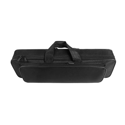Durable Fishing Rod Bag 600D Oxford Organizer with front pocket and dual zippers, black, top view, water resistant
