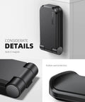 Sticky Headphone Holder Under Desk Clip Adhesive Headset Hanger Mount For AirPods Max HyperX Sennheiser Earphone Clamp No Drilling 500g Capacity Easy Install And Great Mothers Day Gift shown folded with magnetic design and rubber pads.