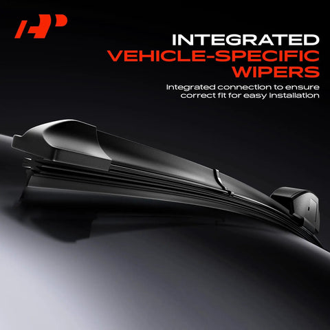 Heavy Duty 24 And 21 Inch Windshield Wiper Blades With Slick All Season Beam Design And Built In Wear Indicator for easy installation.