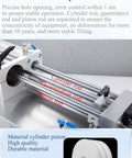 Straight Up Pneumatic Liquid Filling Machine Horizontal Piston Dispenser For Engine Oil Honey Shampoo No Sweat Air Powered Multi Rod Operation Slick Viscous Pour Up To 500ml showing cylinder and piston rods.