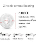 Premium Heavy Duty Full Zirconia Ceramic Deep Groove Ball Bearing 6312Ce 60X130X31Mm Five Pack Rolls, measuring 17mm x 47mm x 14mm.