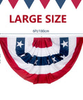 3x6 Ft Pleated All American Flag Bunting For Outside And Indoor Patriotic Half Fan Banner With Brass Grommets Large Size