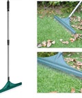 Artificial Lawn Rake With Telescopic Pole And Ergonomic Handle for quick debris removal, shown with aluminum handle and PVC head on grass.